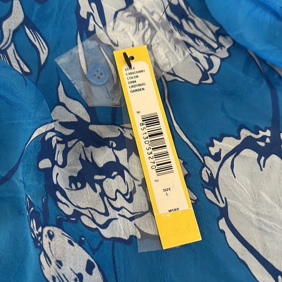 Alice + Olivia Rhi Tiered Hem Tank Dress in Ladybug Garden Blue and White Size L - Picture 10 of 13